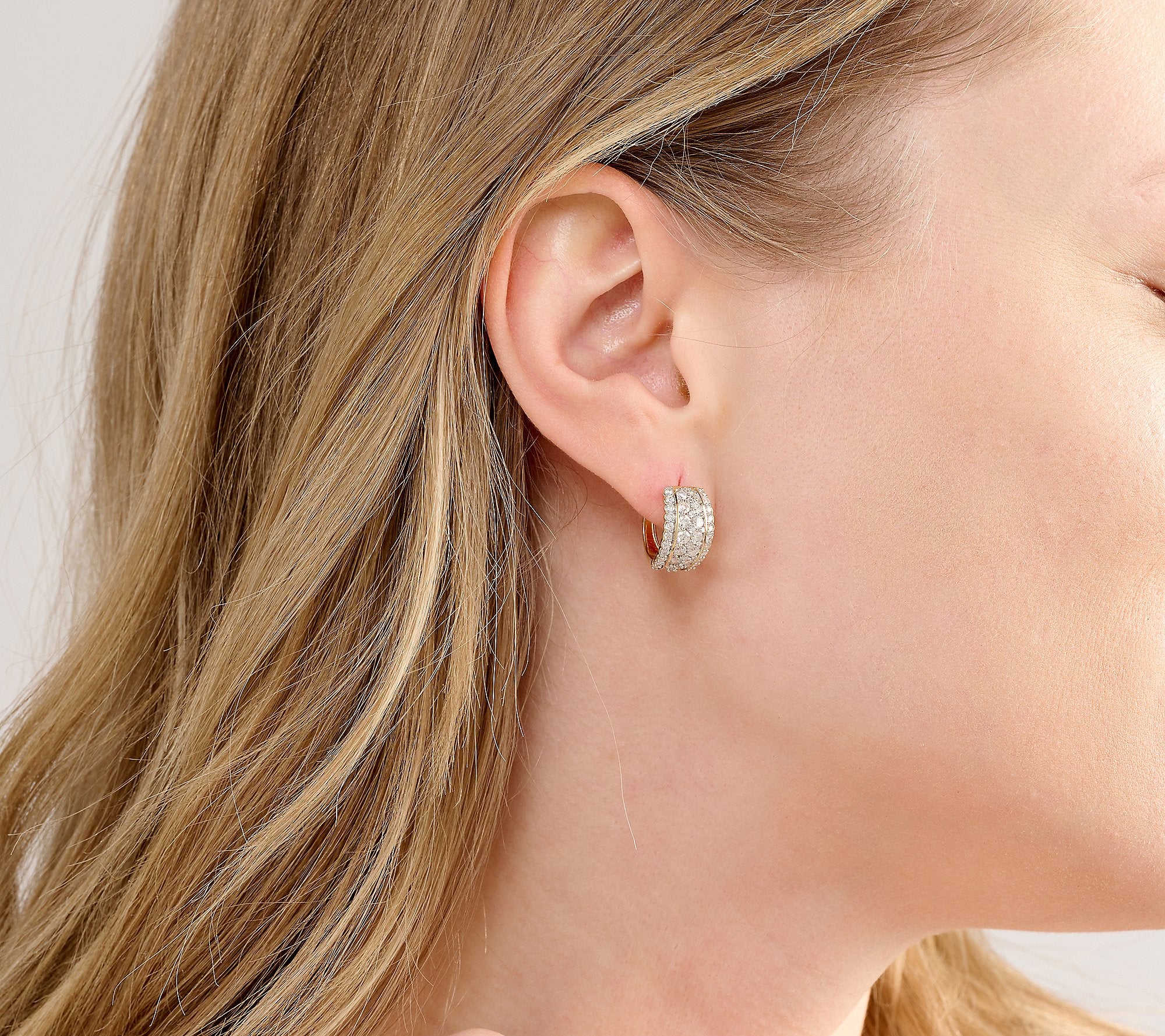 Affinity Diamonds Round Huggie Hoop Earrings, 2.00 cttw, 14K Gold