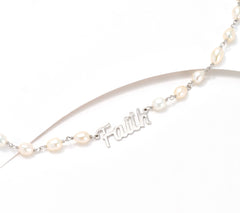 Honora Sterling Silver Cultured Pearl Inspirational "Faith" Necklace, 18"