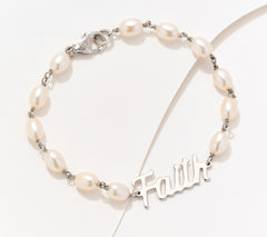Honora Cultured Pearl Inspirational Faith Bracelet, Sterling Silver, 7-3/4"
