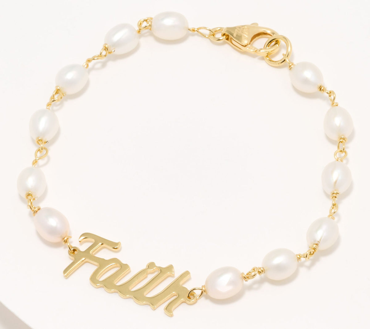 Honora Sterling Silver Goldclad Cultured Pearl Inspirational "Faith" Bracelet, 7-1/4"