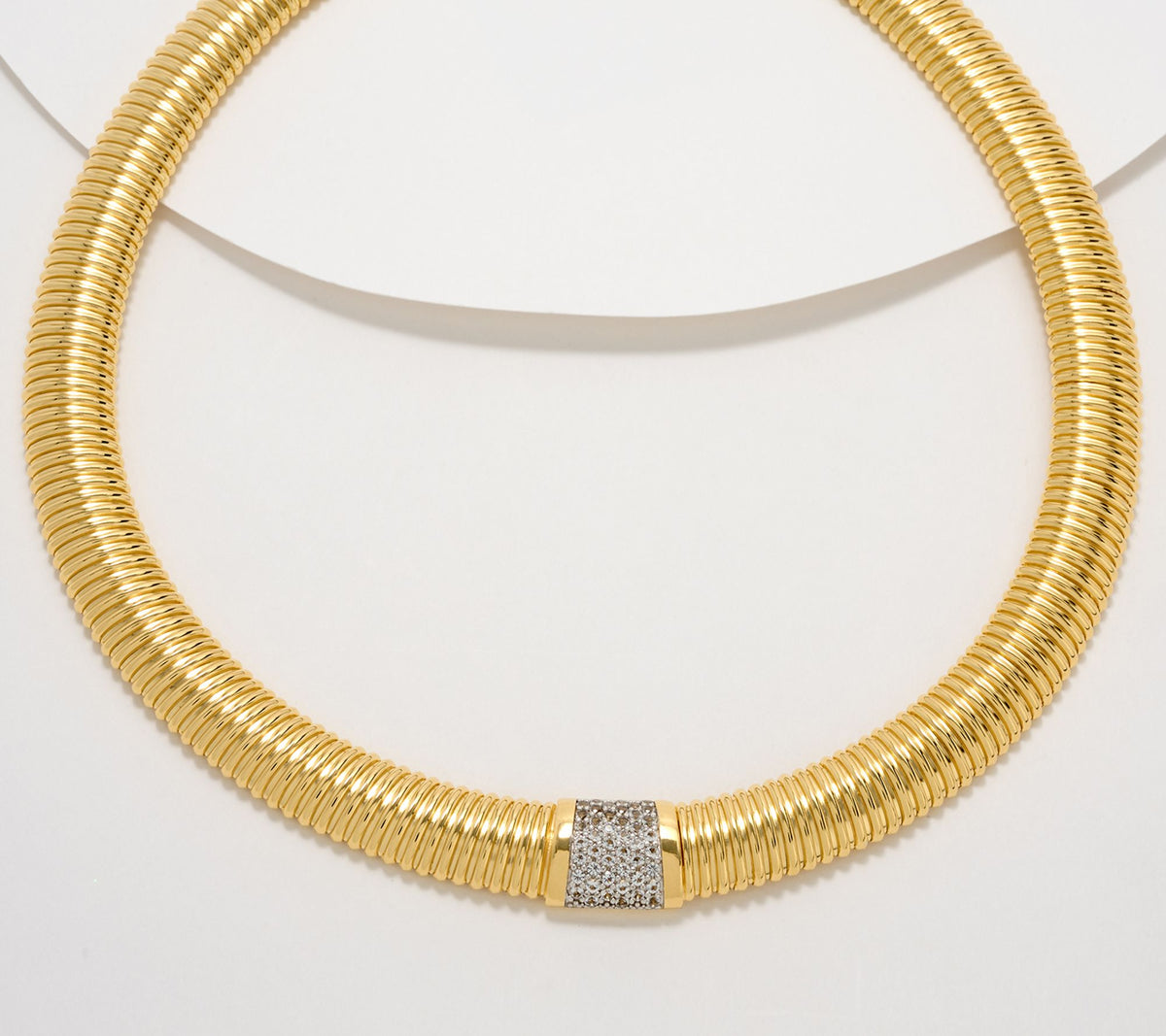 David Markstein Bronze Goldtone White Topaz Tubogas Necklace, 18"