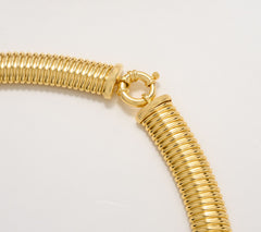 David Markstein Bronze Goldtone White Topaz Tubogas Necklace, 18"