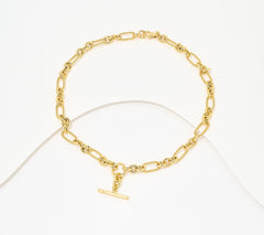 David Markstein Gold Tone Bronze Status Link Toggle Design Necklace