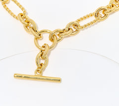 David Markstein Gold Tone Bronze Status Link Toggle Design Necklace