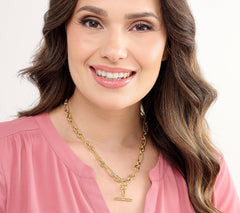 David Markstein Gold Tone Bronze Status Link Toggle Design Necklace