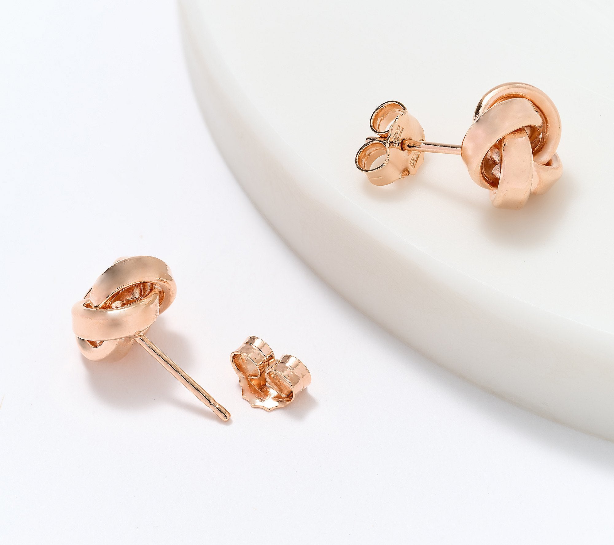 David Markstein Bronze Love Knot Stud Earrings, Rose gold-plated