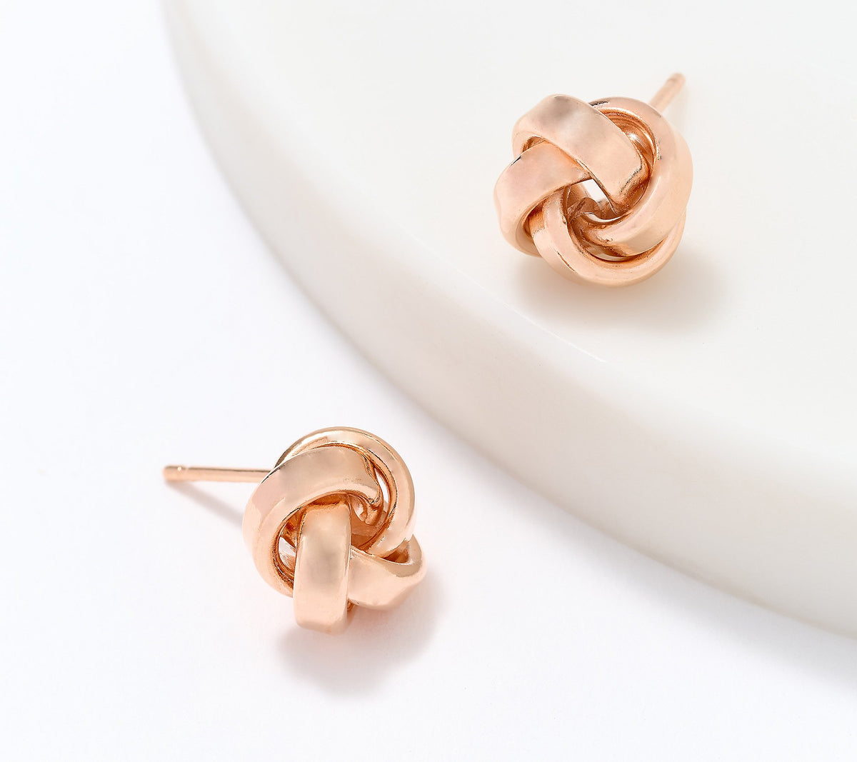David Markstein Bronze Love Knot Stud Earrings, Rose gold-plated