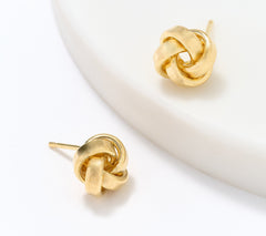 David Markstein Bronze Love Knot Stud Earrings, 18K gold-plated