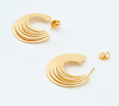 David Markstein 18K gold-plated Sterling Silver Polished Sunray 1-1/4" Hoop Earrings