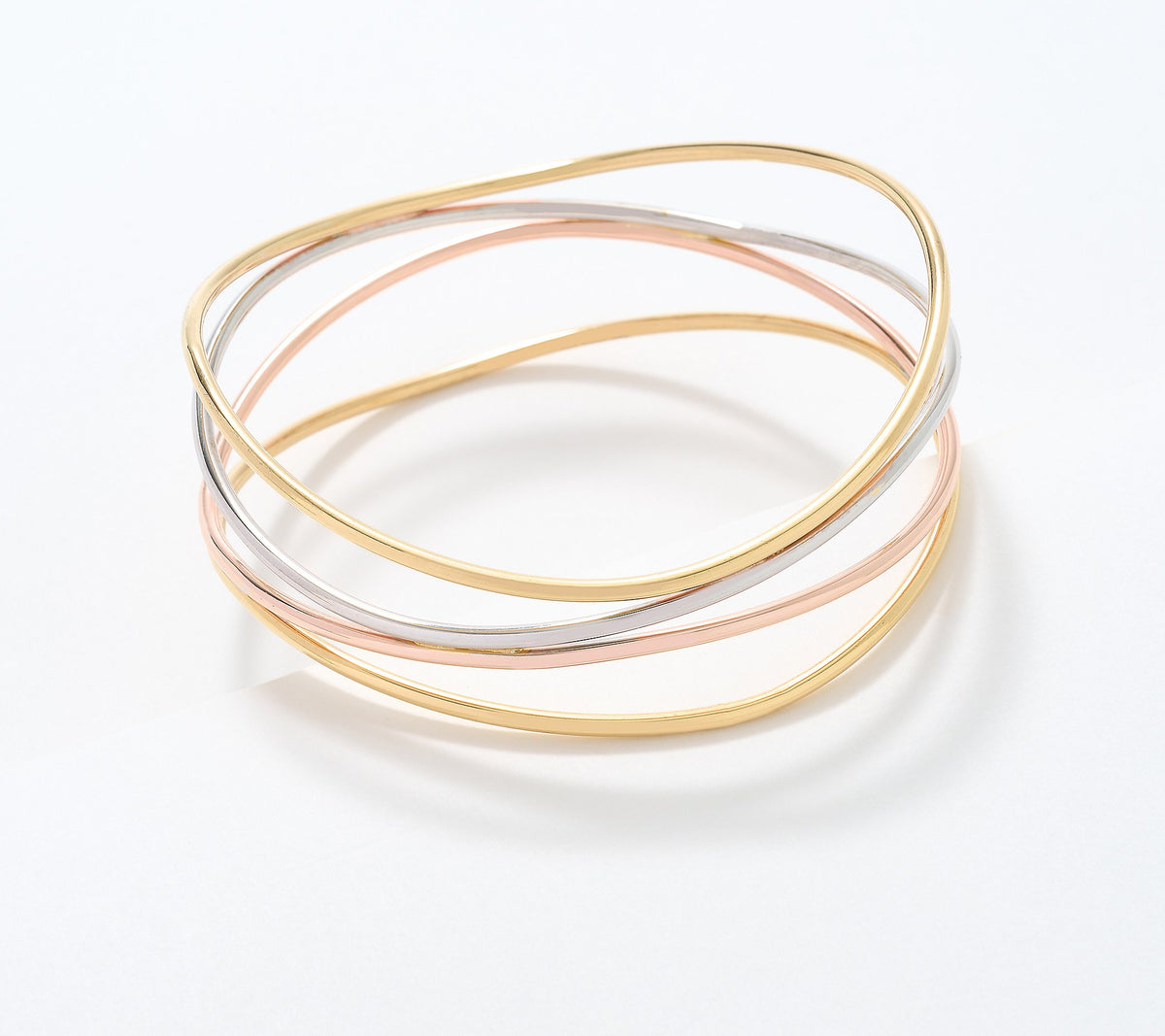 David Markstein Tri tone Sterling Silver Multi Fine Line Bangle, Small