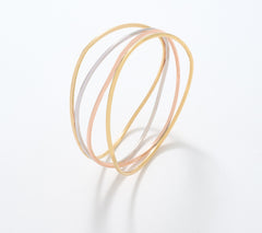 David Markstein Tri tone Sterling Silver Multi Fine Line Bangle, Small