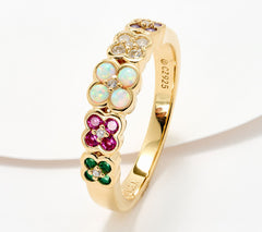 Diamonique x Prince Dimitri  Sterling Silver Goldtone Adore Acrostic Multi-gem Ring, Size 10
