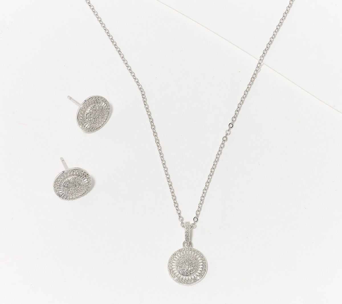 Affinity Diamonds 0.33cttw Stud & Necklace Set 925 Silver Boxed