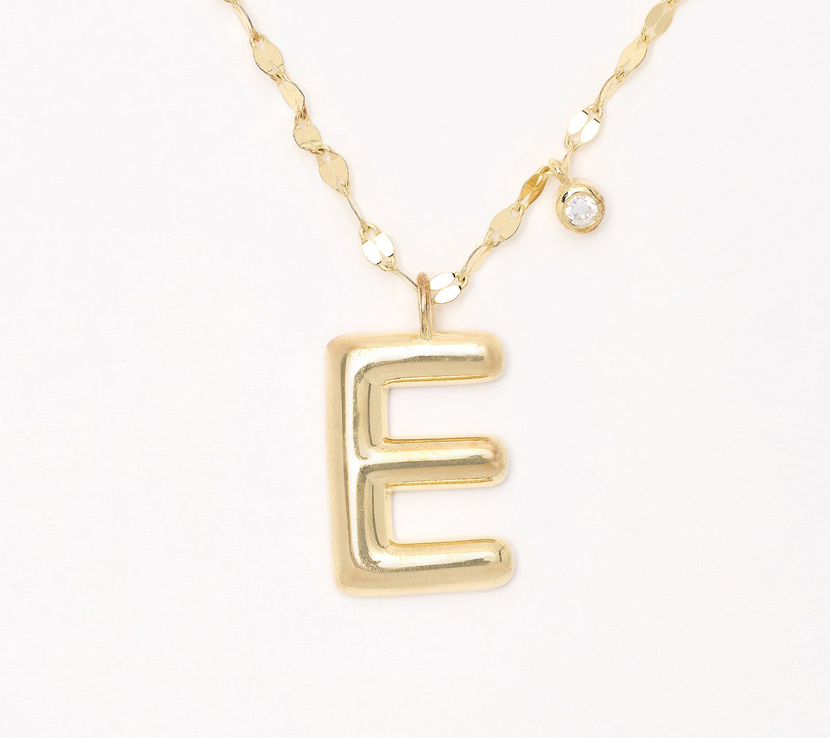 Diamonique Boxed Layered Chain Initial Necklace 14K Yellow Gold Plated Sterling Silver