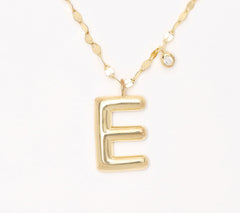 Diamonique Boxed Layered Chain Initial Necklace 14K Yellow Gold Plated Sterling Silver