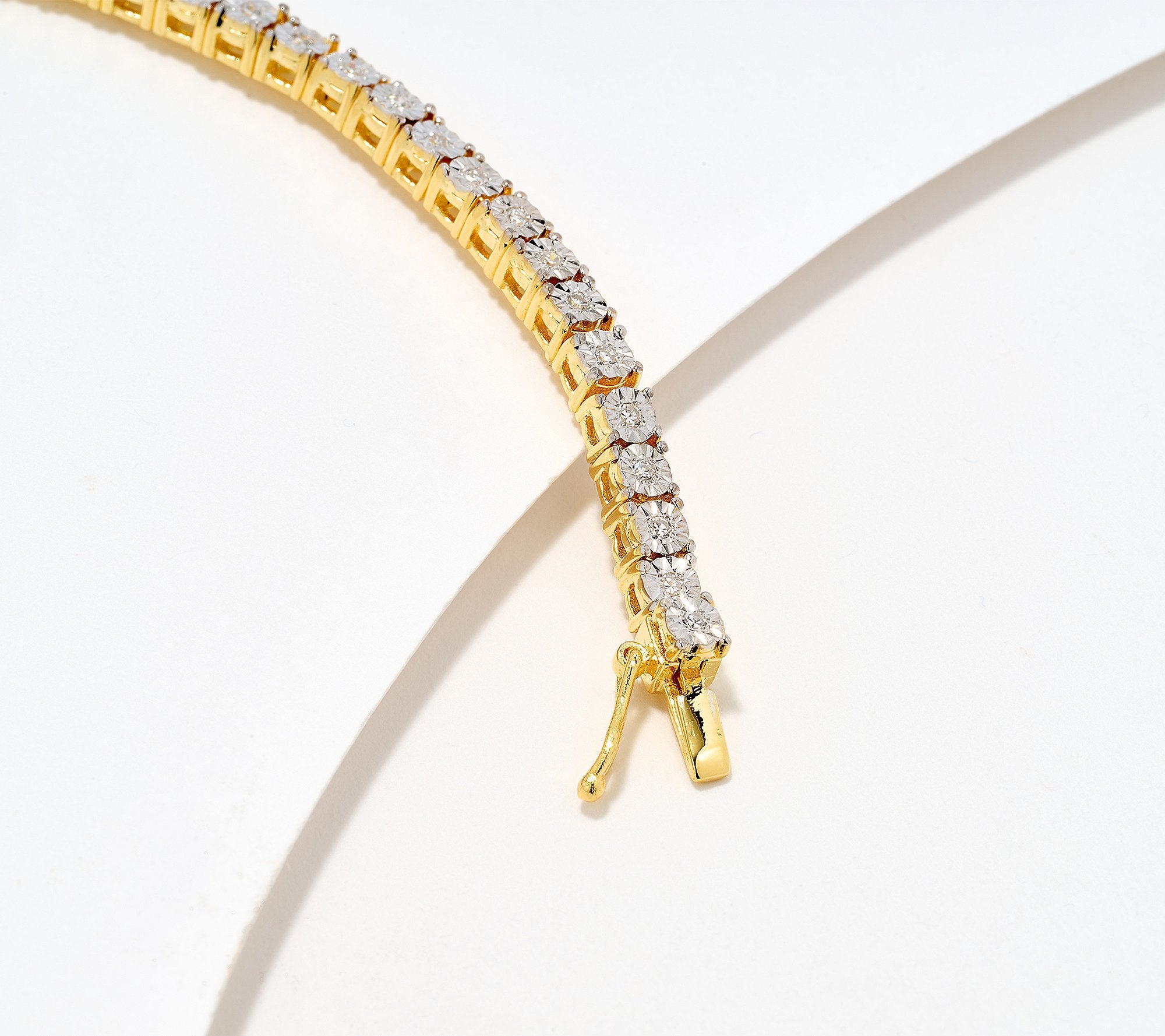 Fire Light Lab Grown Diamond Goldclad Tennis Bracelet, Large: 8" Fit