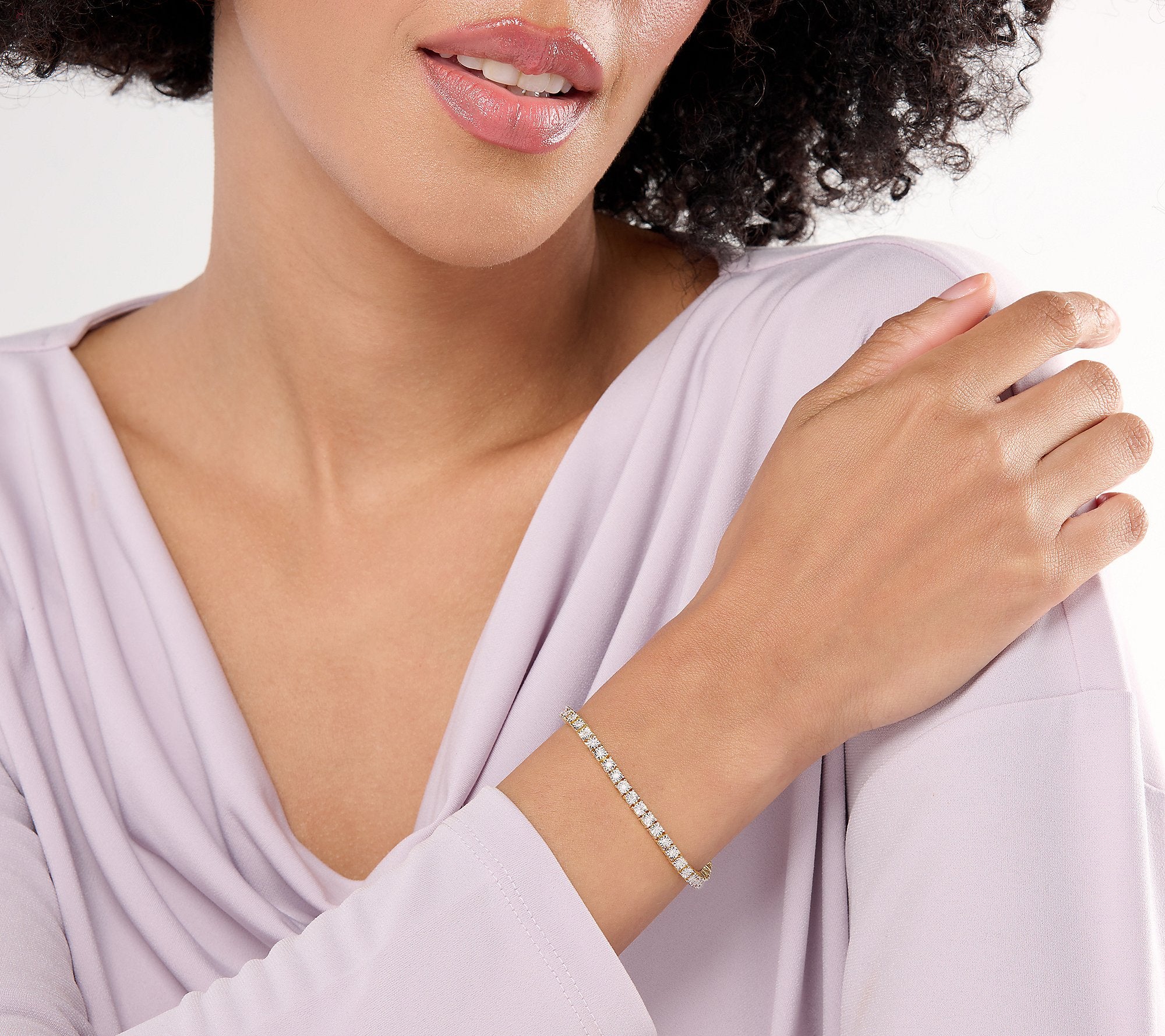 Fire Light Lab Grown Diamond Goldclad Tennis Bracelet, Large: 8" Fit
