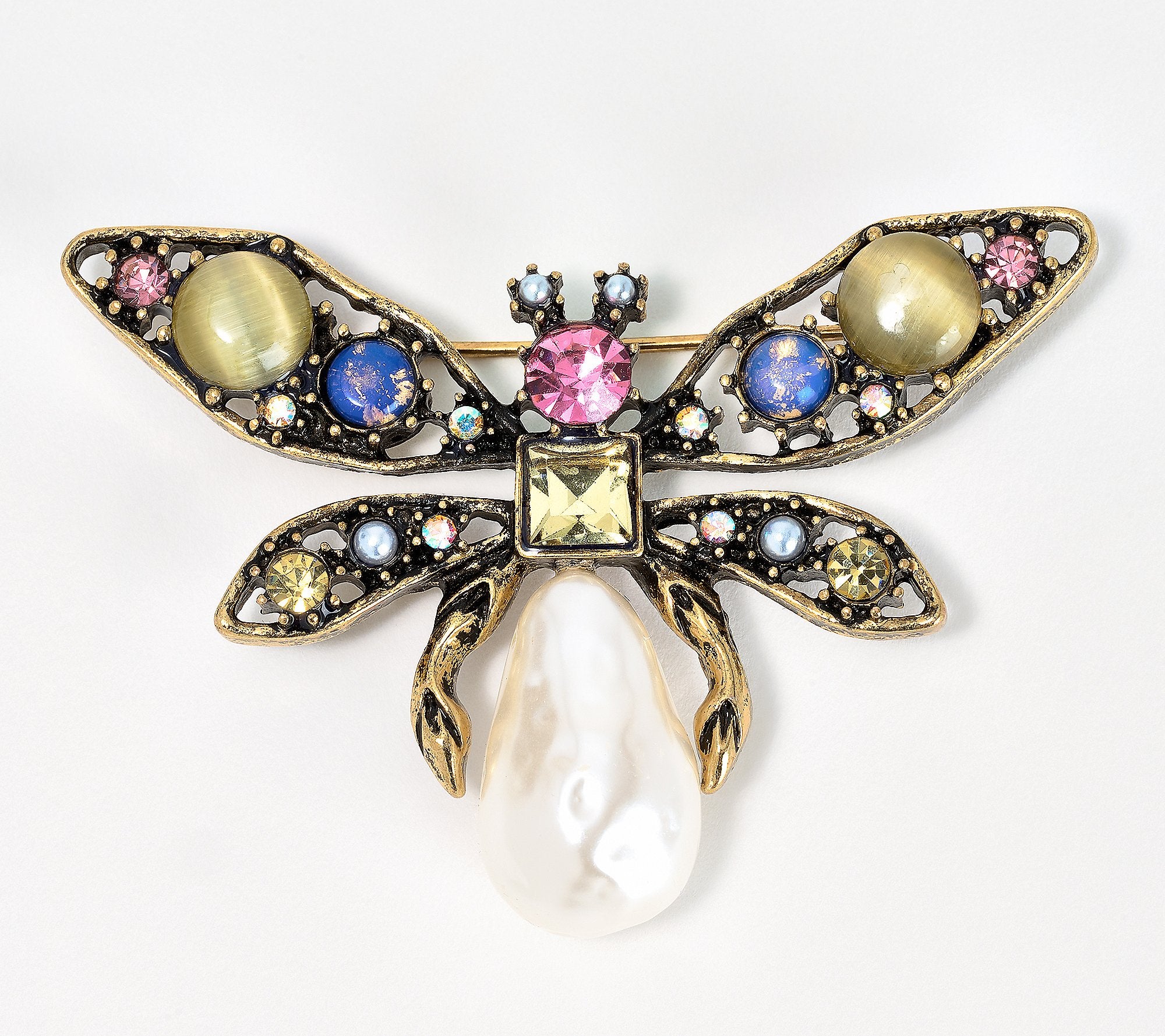 Joan Rivers Silvertone Baroque Pearl Bee Pin, 2-1/2"