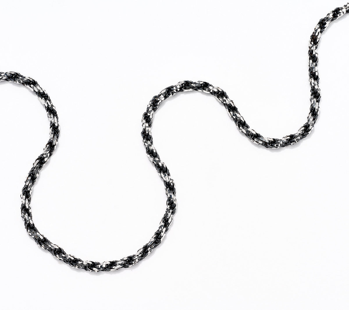 Silver Style Sterling Silver Two-Tone  Rope Chain Necklace 18"