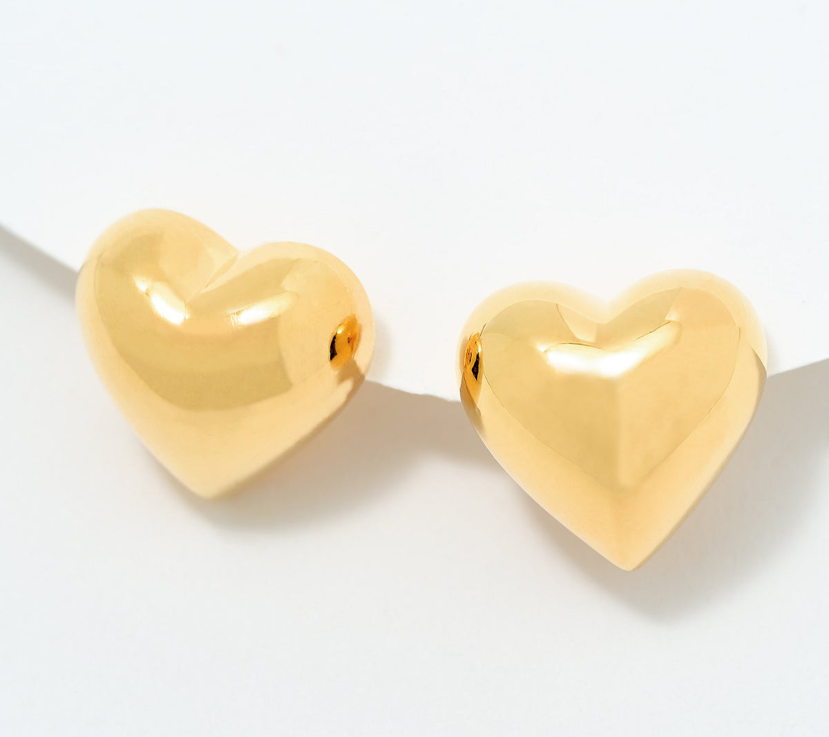 Silver Style Sterling Silver Goldclad Bold Puffy Heart Stud Earrings