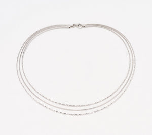 Silver Style Sterling Silver Triple Row Diamond Cut 17" Omega Necklace