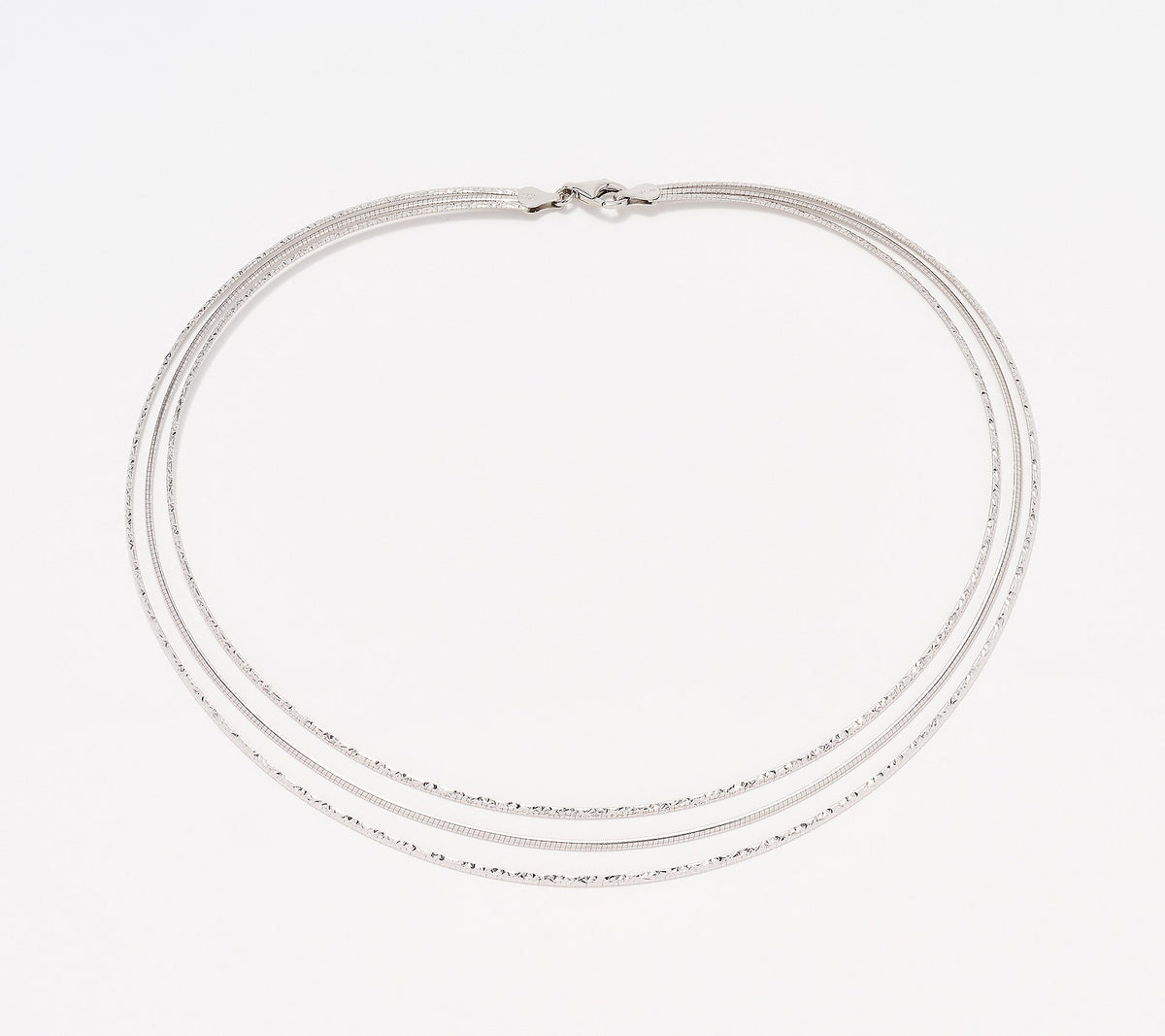 Silver Style Sterling Silver Triple Row Diamond Cut 17" Omega Necklace