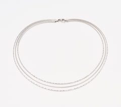 Silver Style Sterling Silver Triple Row Diamond Cut 17" Omega Necklace