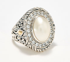 Artisan Crafted  Sterling Silver & 18K Accents Pearl Gem Ring, Size 11