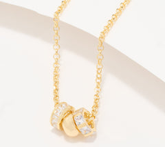 Diamonique Italia 18" Triple Rondels Rolo Necklace 18K Yellow GoldClad Sterling Silver
