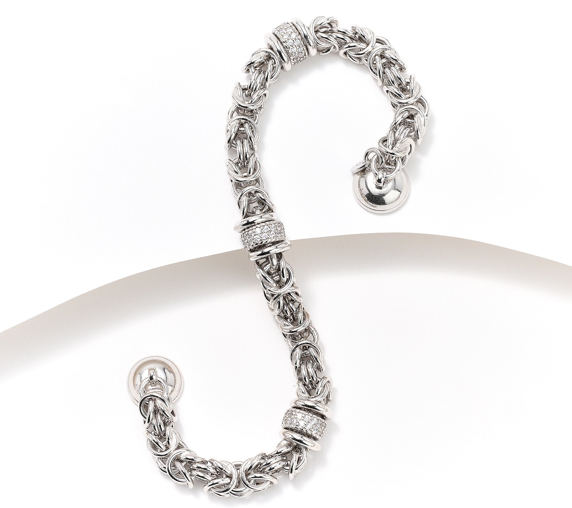 Diamonique Italia C/0 Chain Station Bracelet, Sterling Silver, 6-3/4"