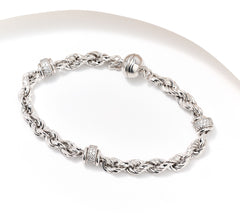 Diamonique Italia C/0 Chain Station Bracelet, Sterling Silver, 6-3/4"
