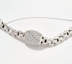 Diamonique Sterling Silver Italia  Barrel Chain Link Necklace, 18"