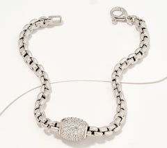 Diamonique Italia Barrel Chain Link Bracelet, Sterling Silver,  7-1/2"