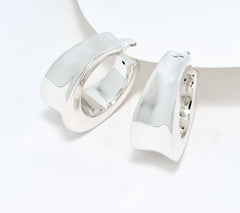 UltraFine 950 Silver Graduated Concave Center Hoop Earrings