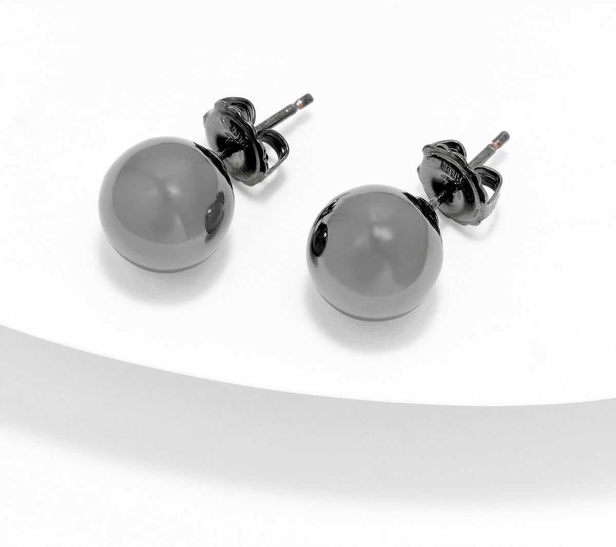 David Markstein Black plated Bronze 10mm Bead  Stud Earrings