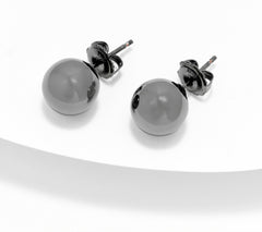 David Markstein Black plated Bronze 10mm Bead  Stud Earrings