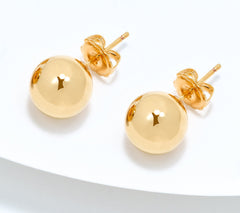 David Markstein Gold Plated Bronze 10mm Polished Bead Stud Earrings