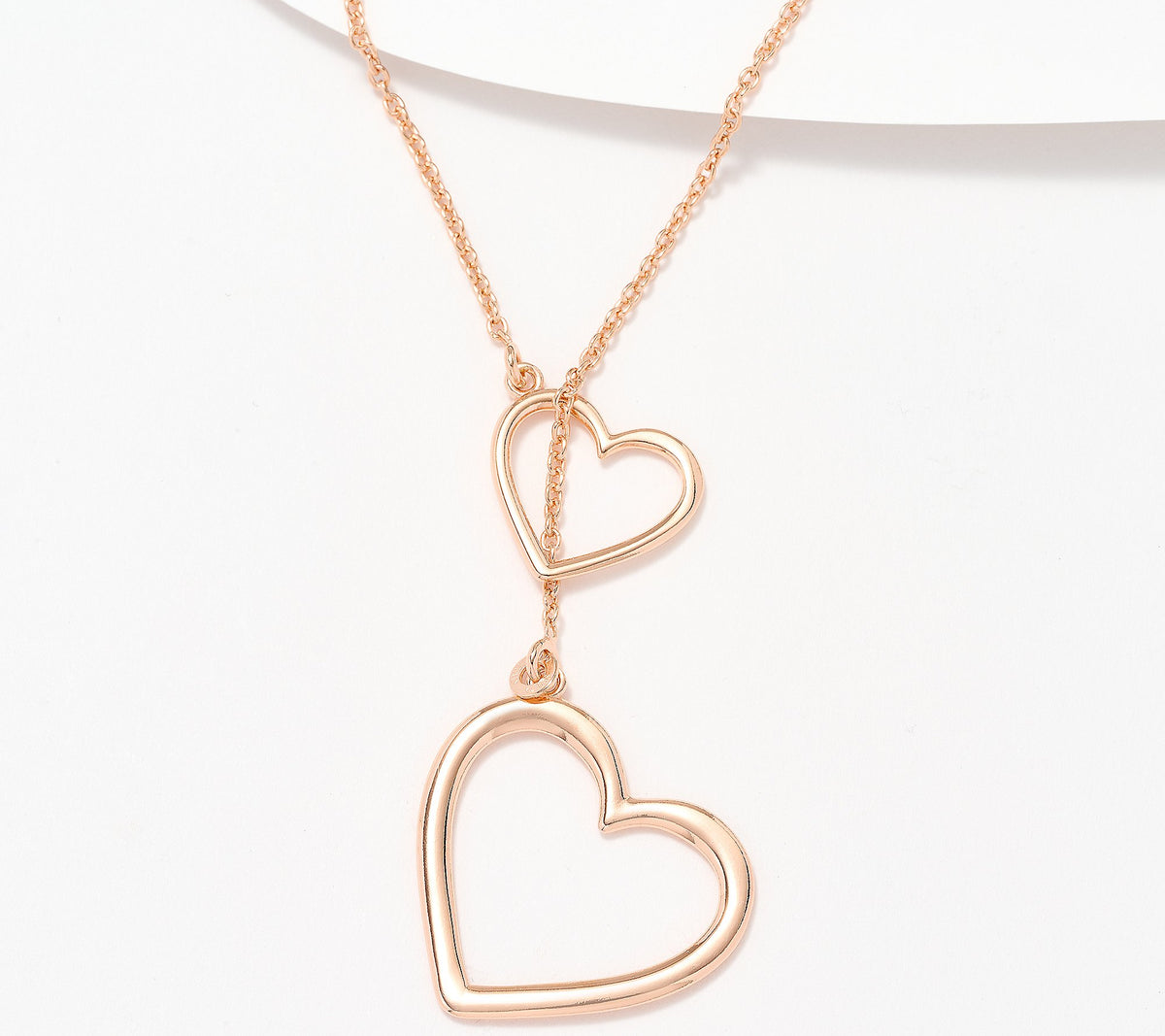 UltraFine 950 Silver Rose Plated Heart Toggle Diamond Cut Necklace 26"