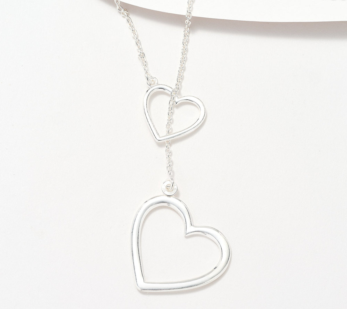 UltraFine 950 Silver Heart Toggle Diamond Cut Necklace 26"