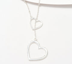 UltraFine 950 Silver Heart Toggle Diamond Cut Necklace 26"