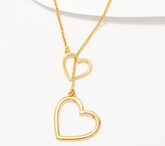 UltraFine 950 Silver Gold Plated Heart Toggle Diamond Cut Necklace 26"