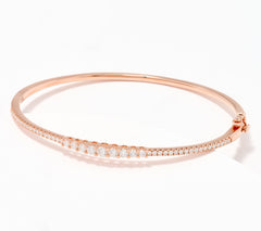 Fire Light Sterling Silver Roseclad Lab Grown Diamond 1 cttw Graduating Bangle, 6-1/2"