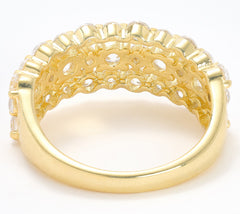 Diamonique Classics 3-Row Band Ring, 1.95 cttw, 14K Y Gold-Clad Sterling Silver, Size 5