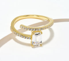 Diamonique Emerald-Cut Wrap Ring, 1.32 cttw, 14K Yellow GoldClad Sterling Silver, Size 7