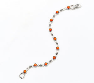 American West Sterling Silver Orange Spiny Desert Flower Tennis Bracelet, 8"