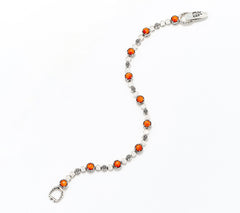 American West Sterling Silver Orange Spiny Desert Flower Tennis Bracelet, 8"