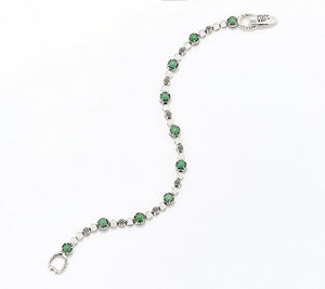 American West Sterling Green Turquoise Desert Flower Tennis Bracelet, 7-1/4"