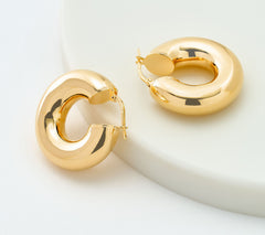 David Markstein Bronze 7.5mm Polished Hoop Earrings, 1"