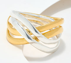 UltraFine 950 Silver 18K Two-tone Multi-Layer Crossover Ring Size 10