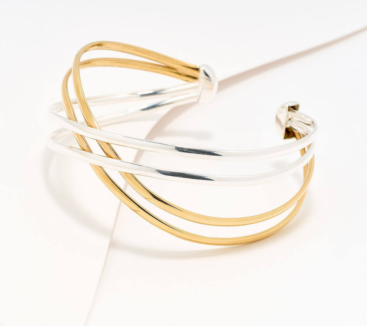 UltraFine 950 Silver Multi-Layer Crossover Two-Tone Cuff Bracelet – Average